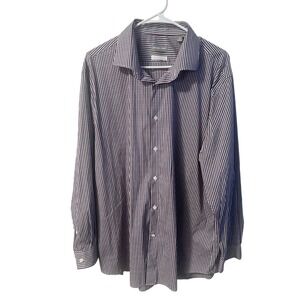 Michael Kors Mens Slim Fit Travel Stretch Gingham Dress Shirt 2XL Red Blue White